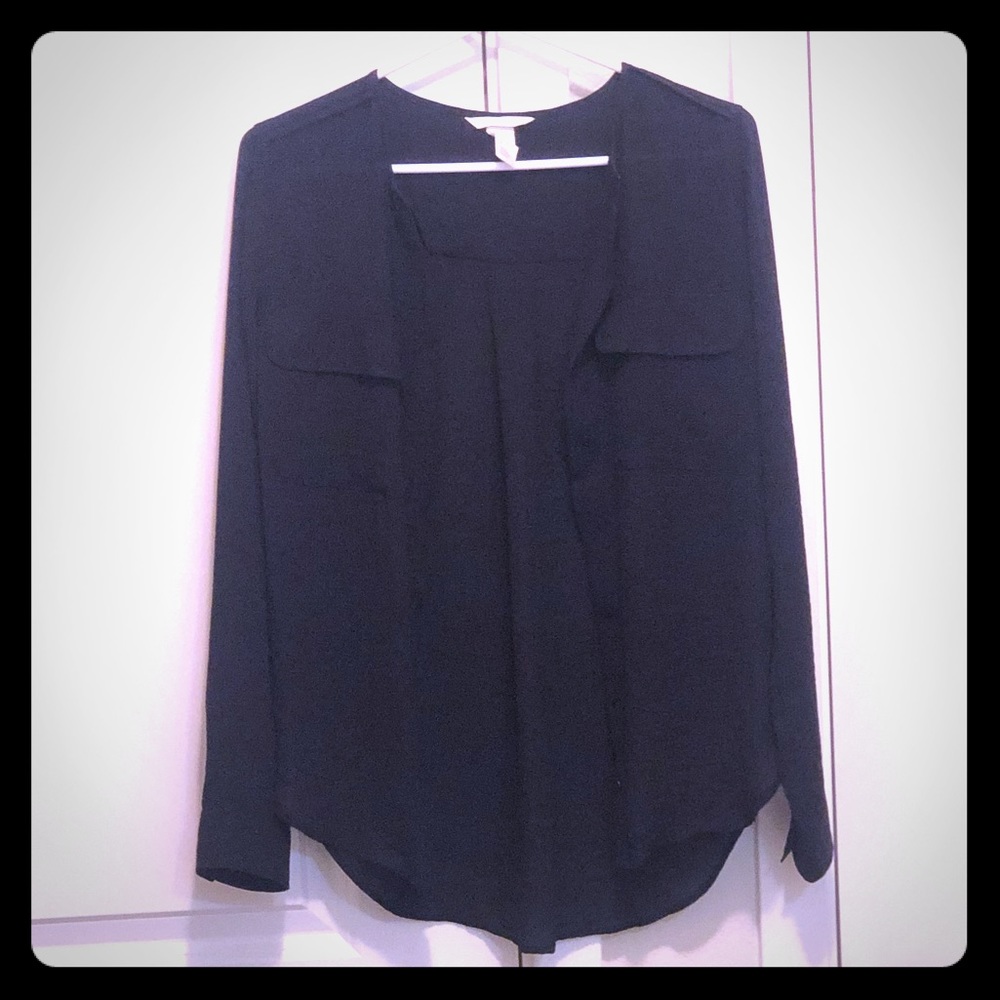 H&M black button up blouse